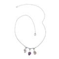 Multi Gemstone Heart Necklace 20-22 Inches in Silvertone 11.00 ctw - Sticky add to cart bar