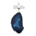Rough Cut Blue Agate and White Quartz Pendant in Silvertone 86.50 ctw - Sticky add to cart bar