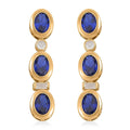 Simulated Blue and White Diamond Earrings in 14K Yellow Gold Over Sterling Silver 5.80 ctw - Sticky add to cart bar