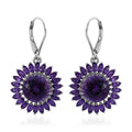 120 Facets African Amethyst Sunflower Earrings in Platinum Over Sterling Silver 10.450 ctw - Sticky add to cart bar
