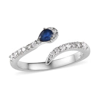 Kanchanaburi Blue Sapphire, Moissanite Snake Open Band Ring in Platinum Over Sterling Silver (Size 6.0) 0.40 ctw
