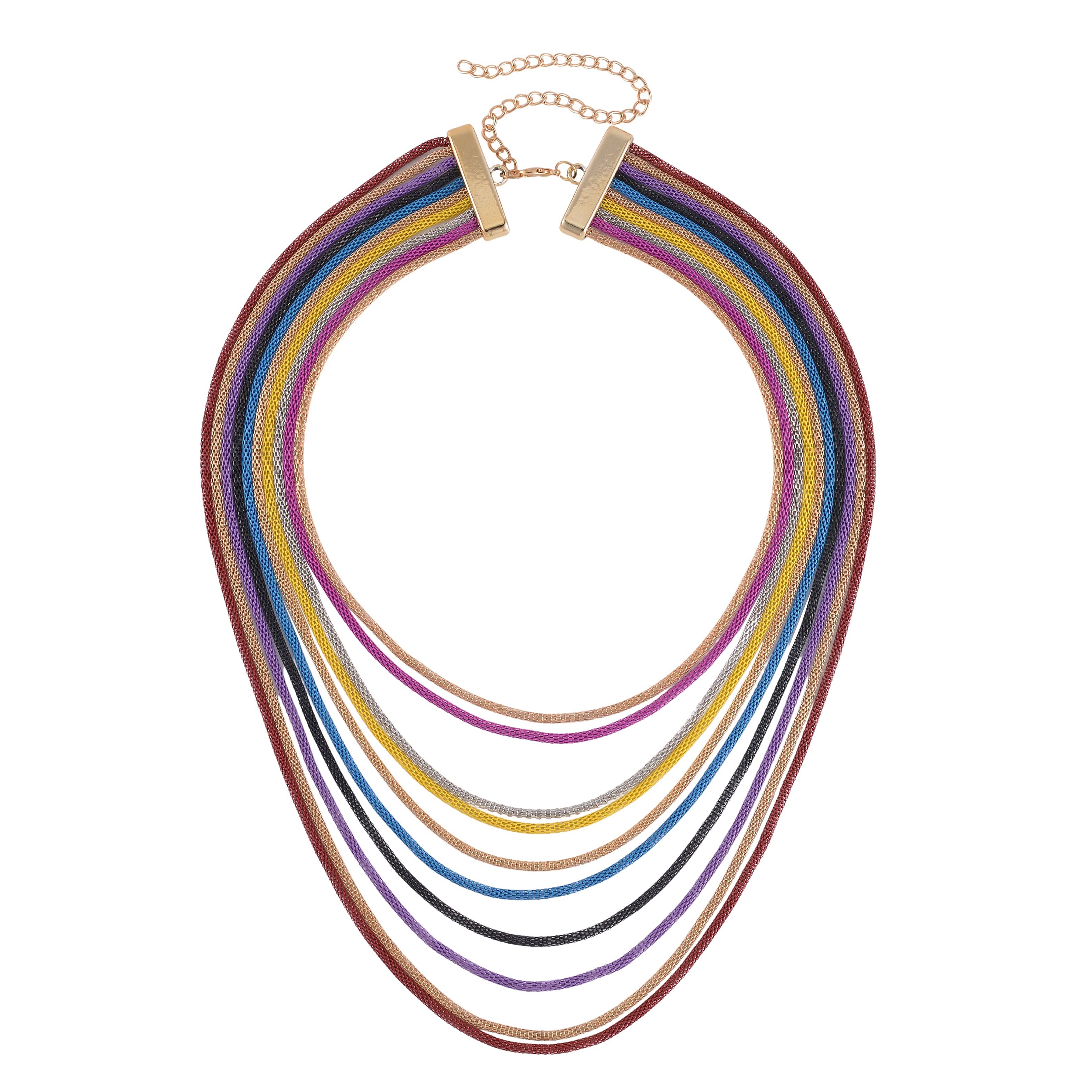 Multi Strand Snake Chain Necklace (18.5-22.5 Inches) in Multitone