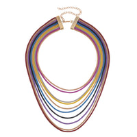Multi Strand Snake Chain Necklace (18.5-22.5 Inches) in Multitone