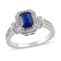Tanzanian Blue Spinel (DF) and White Zircon Ring in Platinum Over Sterling Silver 1.70 ctw - Sticky add to cart bar