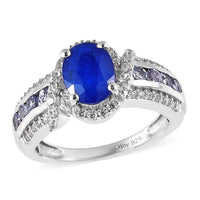 Tanzanian Blue Spinel (DF) and Multi Gemstone Ring in Platinum Over Sterling Silver 2.25 ctw
