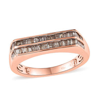 Natural Champagne Diamond Men's Ring in Vermeil RG Over Sterling Silver (Size 10.0) 0.75 ctw