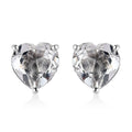 White Topaz Heart Solitaire Stud Earrings in Platinum Over Sterling Silver 5.40 ctw - Sticky add to cart bar