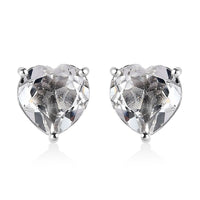 White Topaz Heart Solitaire Stud Earrings in Platinum Over Sterling Silver 5.40 ctw