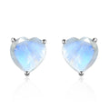 Rainbow Moonstone Heart Stud Earrings in Platinum Over Sterling Silver 5.00 ctw - Sticky add to cart bar