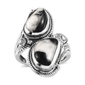 Artisan Crafted White Buffalo Bypass Ring in Sterling Silver 5.25 ctw - Sticky add to cart bar