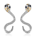 Madagascar Blue Sapphire and White Zircon Snake Earrings in 14K Yellow Gold Over and Sterling Silver 0.40 ctw - Sticky add to cart bar