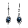 Blue Star Sapphire (DF) and White Zircon Dangling Earrings in Platinum Over Sterling Silver 4.65 ctw - Sticky add to cart bar