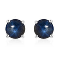 Blue Star Sapphire (DF) Solitaire Stud Earrings in Platinum Over Sterling Silver 4.50 ctw - Sticky add to cart bar