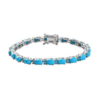 Premium Sleeping Beauty Turquoise and Malgache Neon Apatite Bracelet in Platinum Over Sterling Silver (6.50 In) 9.80 ctw