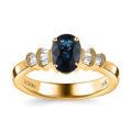 Certified Luxoro 14K Yellow Gold AAA Australian Sapphire and G-H I2 Diamond Ring 1.60 ctw - Sticky add to cart bar