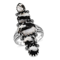 Artisan Crafted White Buffalo Elongated Ring in Sterling Silver 7.85 ctw