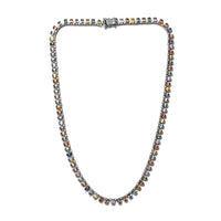 Multi Sapphire and White Zircon Necklace 18 Inches in Platinum Over Sterling Silver 30.35  ctw