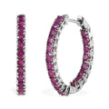Doorbuster Karis Ruby Inside Out Hoop Earrings in Platinum Bond 3.90 ctw - Sticky add to cart bar