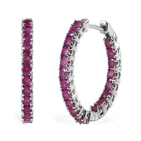 Doorbuster Karis Ruby Inside Out Hoop Earrings in Platinum Bond 3.90 ctw