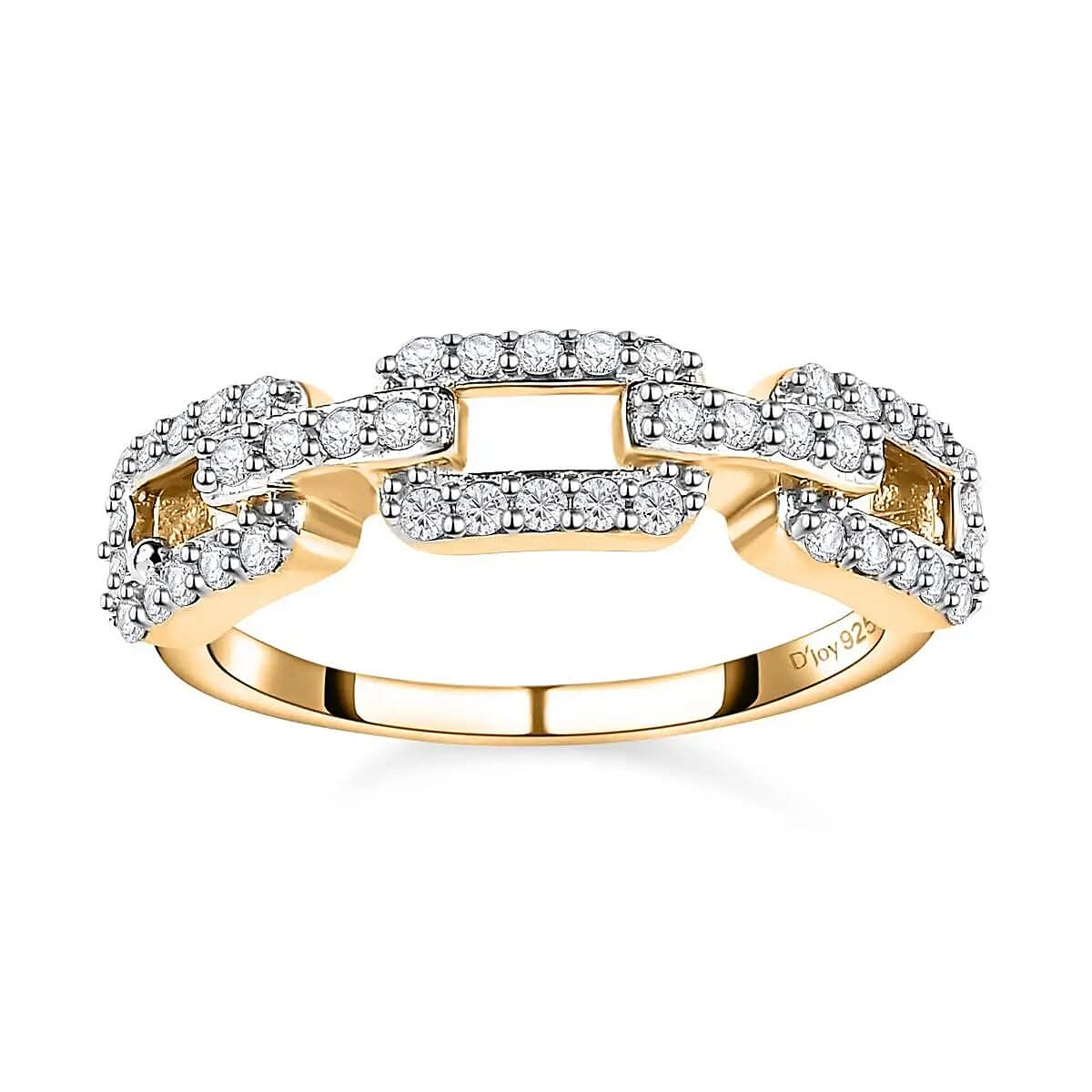 Moissanite Ring in Vermeil Yellow Gold Over Sterling Silver (Size 6.0) 0.25 ctw
