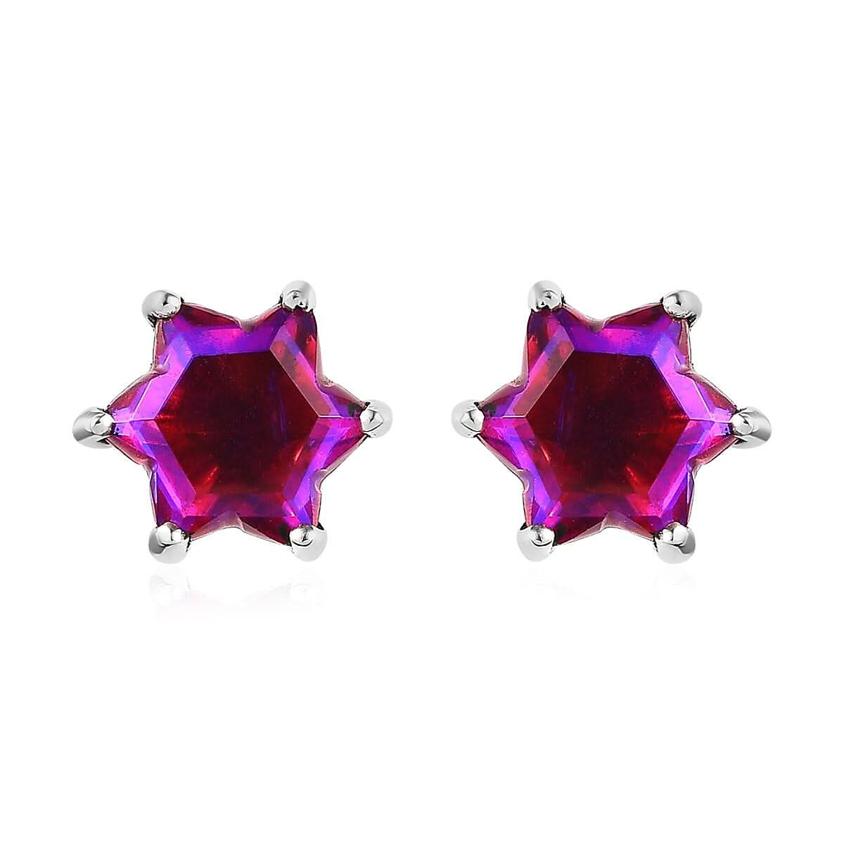 Volcanic Quartz (Triplet) Star Stud Earrings in Platinum Over Sterling Silver 9.30 ctw