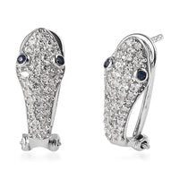 Ceylon Blue Sapphire and White Zircon Earrings in Platinum Over Sterling Silver 1.00 ctw