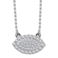 Moissanite Evil Eye Protector Necklace 18 Inches in Platinum Over Sterling Silver 0.40 ctw