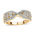 Moissanite Wishbone Ring in Vermeil YG Over Sterling Silver (Size 6.0) 0.75 ctw - Sticky add to cart bar
