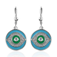 Swiss Blue Topaz and White Zircon Lever Back Earrings in Platinum Over Sterling Silver 0.65 ctw
