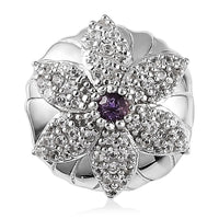 Rose De France Amethyst and White Zircon Pendant in Platinum Over Sterling Silver 0.50 ctw