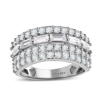 Moissanite Ring in Platinum Over Sterling Silver (Size 6) 1.50 ctw