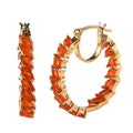 Mexican Fire Opal Hoop Earrings in Vermeil Yellow Gold Over Sterling Silver 3.20 ctw - Sticky add to cart bar