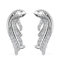 Blue Topaz, White Zircon Fish Earrings in Platinum Over Sterling Silver 1.00 ctw - Sticky add to cart bar