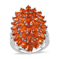 Mexican Fire Opal Floral Spray Ring in Platinum Over Sterling Silver (Size 10.0) 5.75 ctw - Sticky add to cart bar