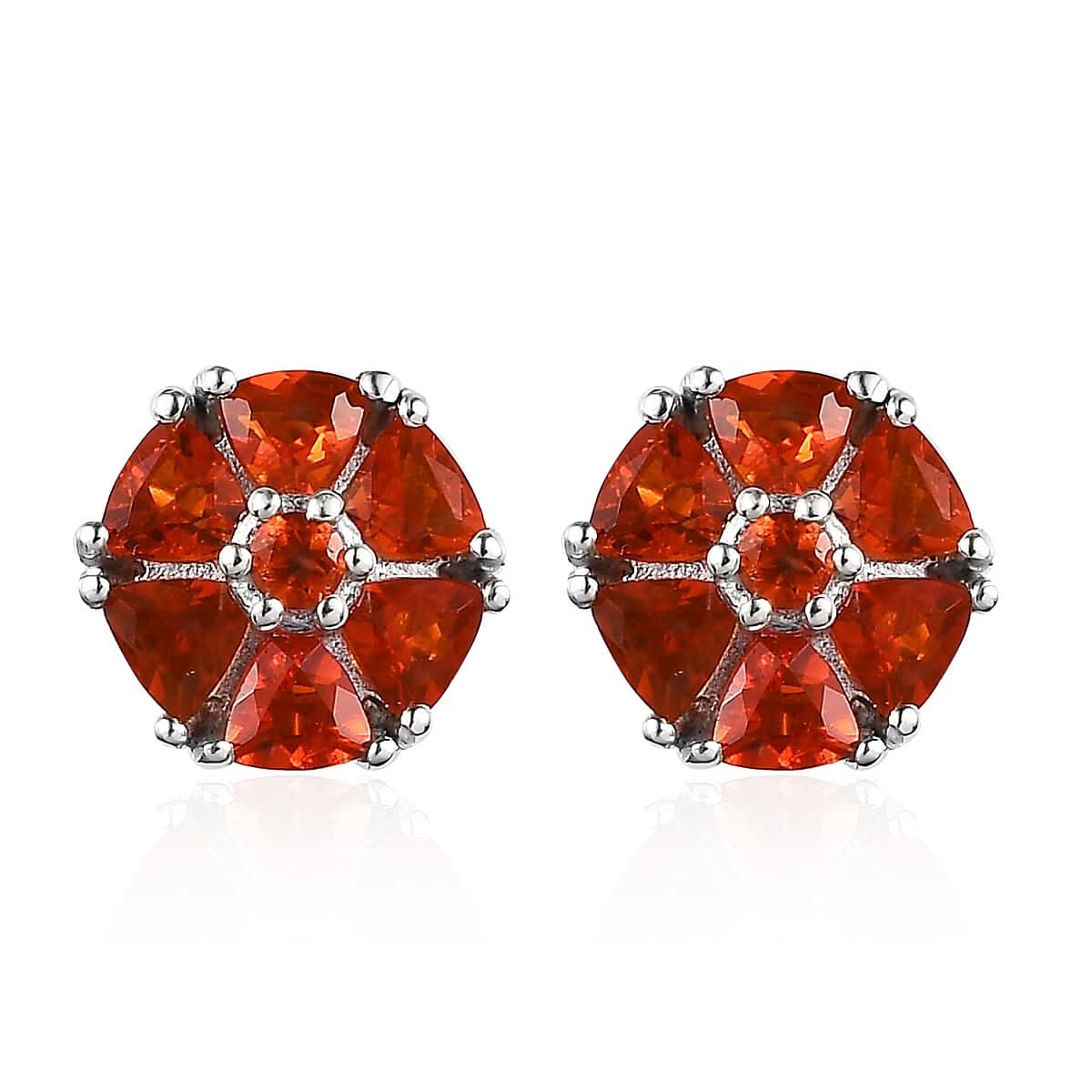 Mexican Fire Opal Stud Earrings in Platinum Over Sterling Silver 0.90 ctw