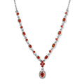 Mexican Fire Opal and White Zircon Necklace 18 Inches in Platinum Over Sterling Silver 1.15 ctw - Sticky add to cart bar