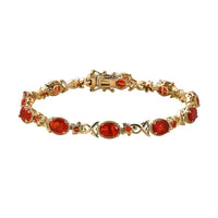 Mexican Fire Opal Bracelet in Vermeil Yellow Gold Over Sterling Silver (6.50 In) 5.25 ctw