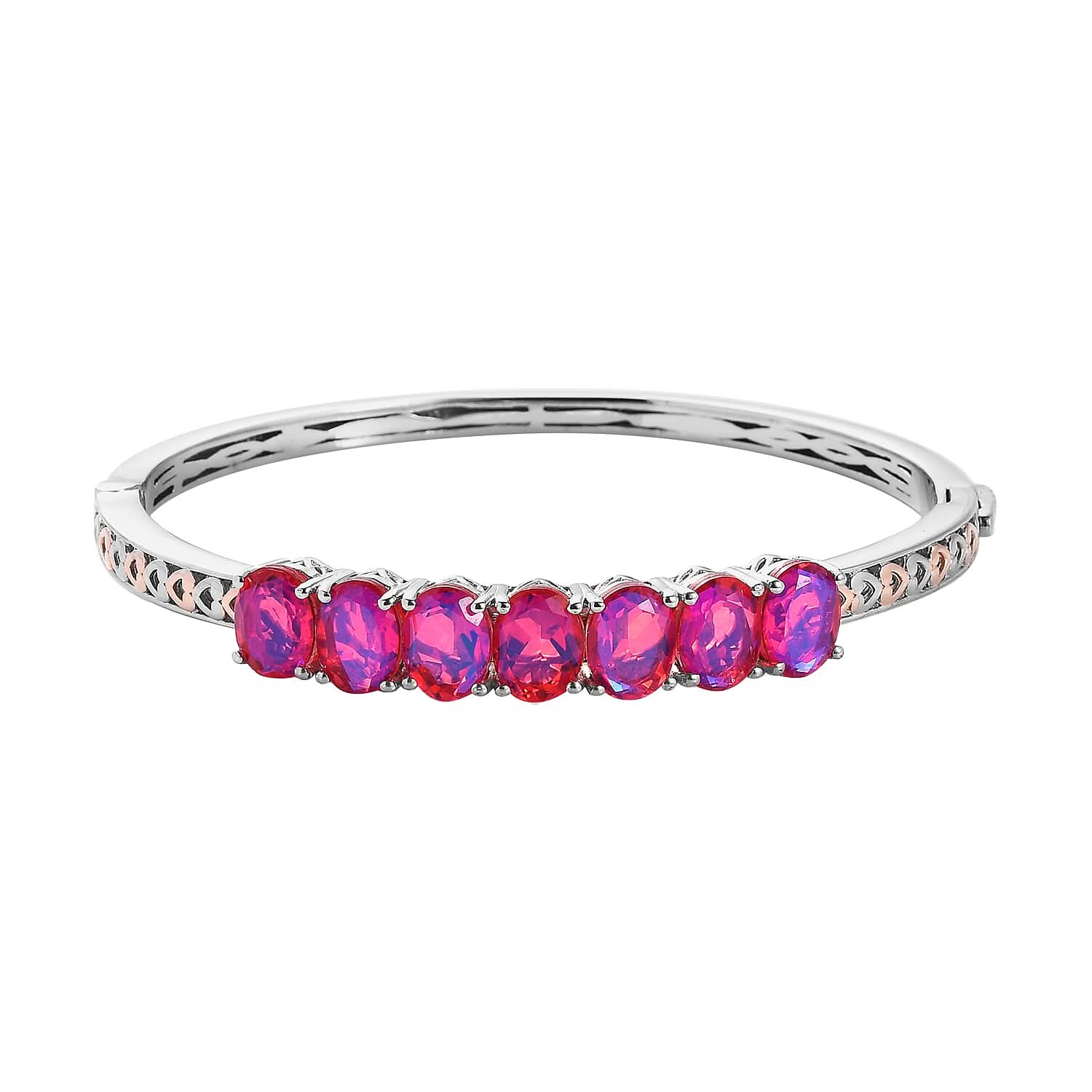 Karis Volcanic Quartz Bangle Bracelet in Platinum Bond and 18K RG Plated (8.00 In) 10.30 ctw