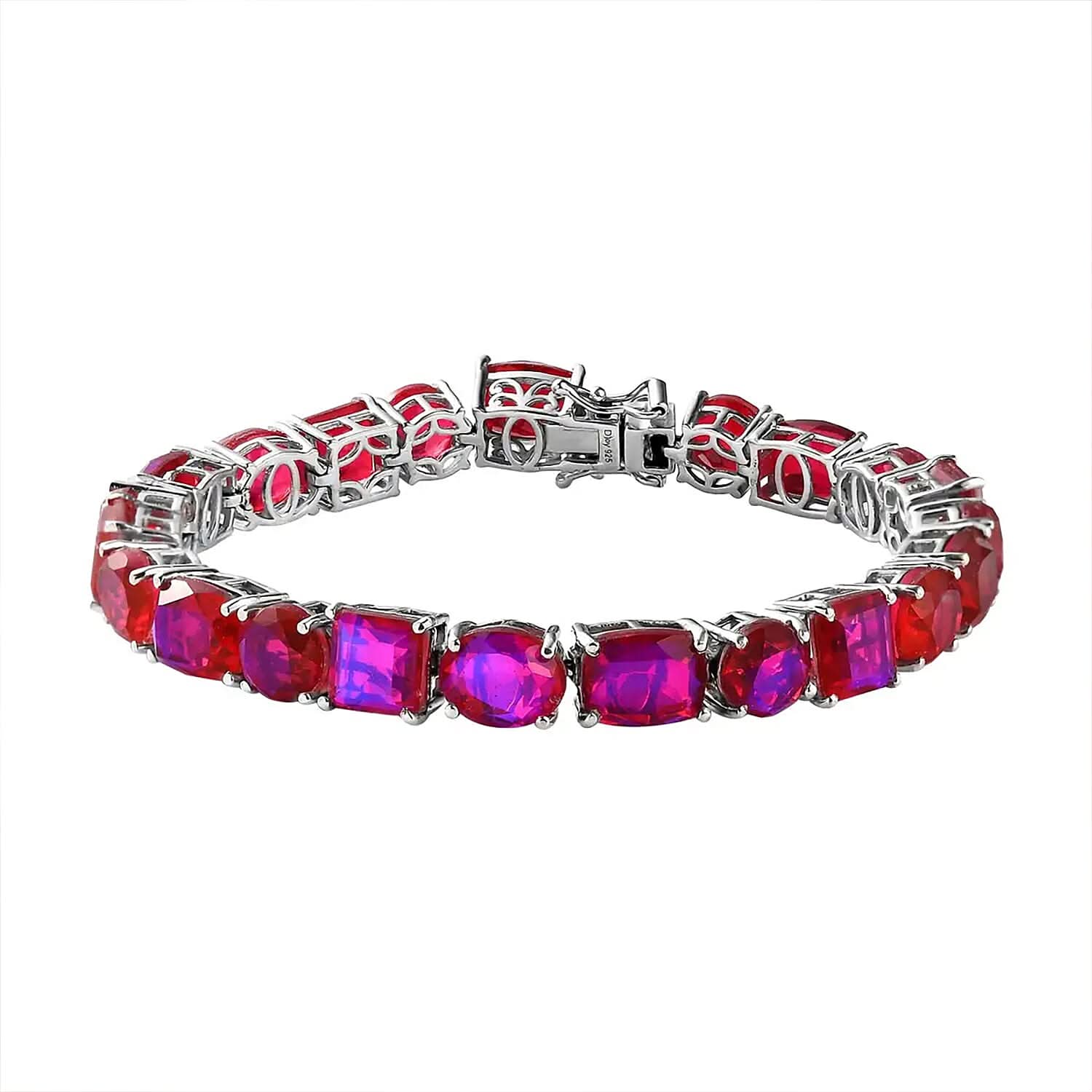 Volcanic Quartz (Triplet) Tennis Bracelet in Platinum Over Sterling Silver (8.00 In) 47.75 ctw