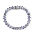 Tanzanite and White Zircon Bracelet in Platinum Over Sterling Silver (7.25 In) 14.50 ctw - Sticky add to cart bar