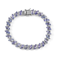 Tanzanite and White Zircon Bracelet in Platinum Over Sterling Silver (7.25 In) 14.50 ctw