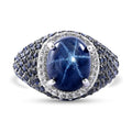 Blue Star Sapphire (DF) and Multi Gemstone Winter Ring in Platinum Over Sterling Silver 7.90 ctw - Sticky add to cart bar