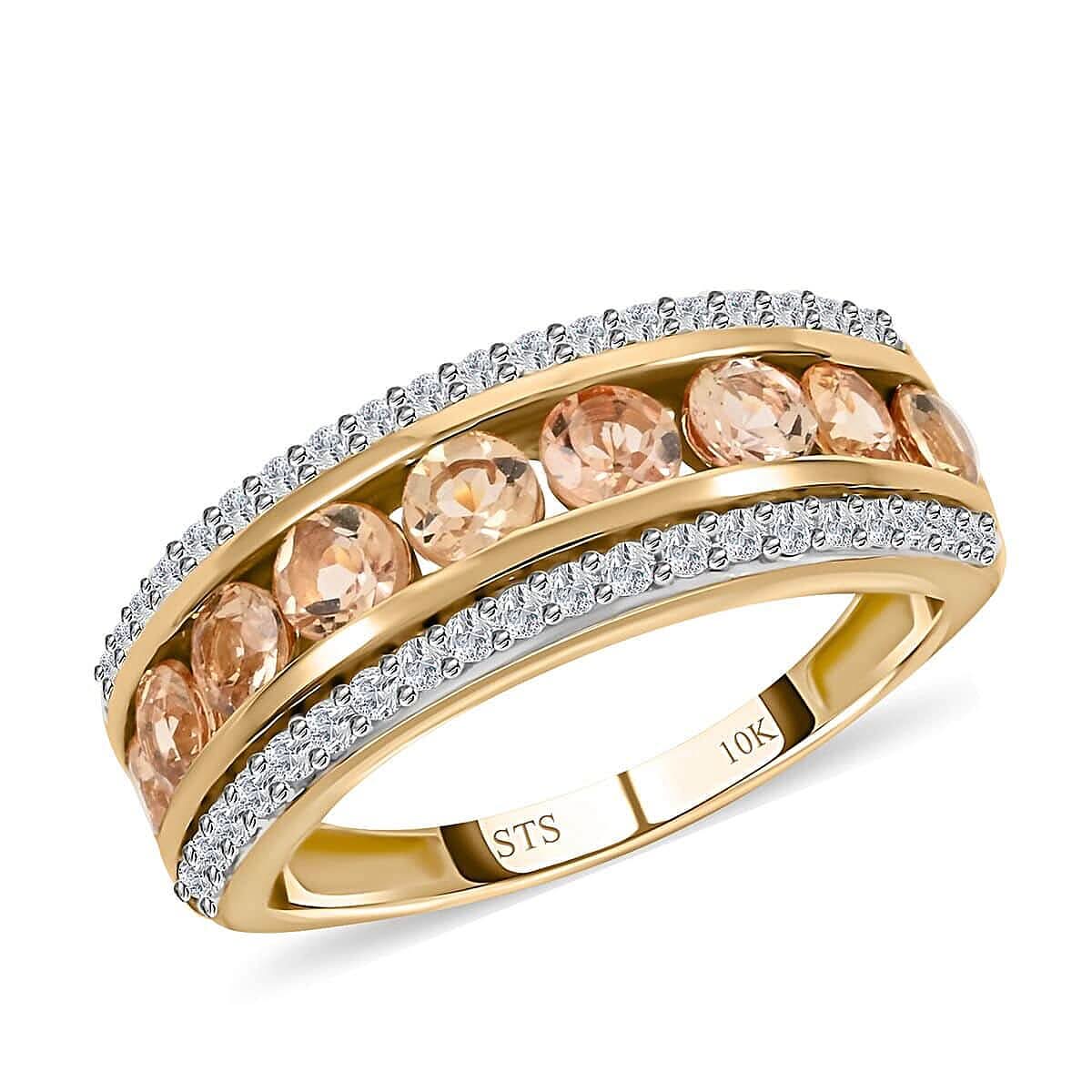 10K Yellow Gold Finest Champagne and White CZ Half Eternity Band Ring (Size 6.0) 4.50 ctw