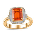 Luxoro 10K Yellow Gold AAA Mexican Fire Opal and G-H I3 Diamond Halo Ring 1.90 ctw - Sticky add to cart bar
