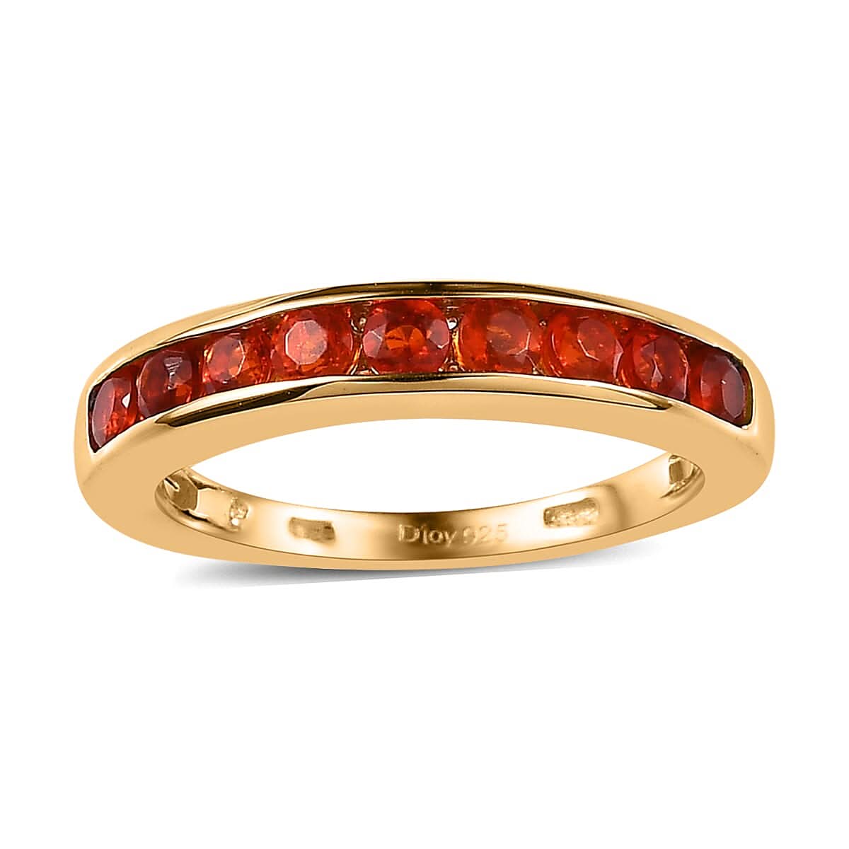 Mexican Fire Opal Half Eternity Band Ring in Vermeil Yellow Gold Over Sterling Silver 0.40 ctw