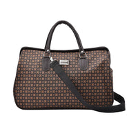 TLV Passage Beige with Checked Print Travel Bag (18"x8.75"x11.3") with Shoulder Strap