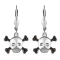 Thai Black Spinel Halloween Skull Earrings in Platinum Over Sterling Silver 0.15 ctw - Sticky add to cart bar