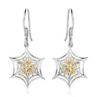 14K YG and Platinum Over Sterling Silver Spider Web Earrings (3.40 g)