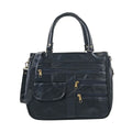 Blue Patch Leather Tote Bag Body with Faux Leather Trim - Sticky add to cart bar