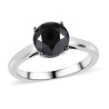 Black Diamond Solitaire Ring in Platinum Over Sterling Silver 2.00 ctw - Sticky add to cart bar
